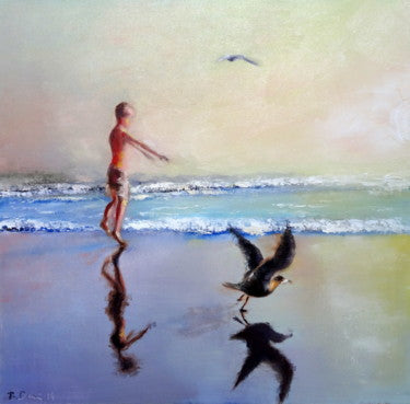 Oil painting "Learning to Fly"