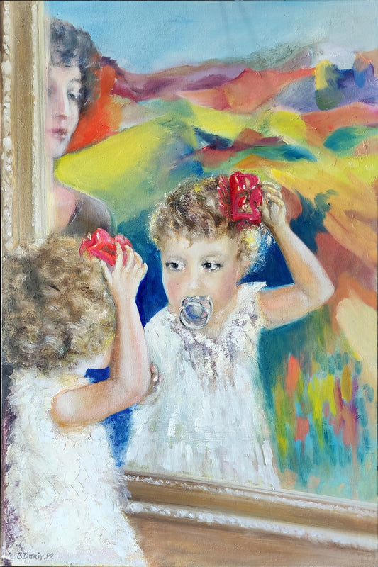 Oil painting "LEARNING TO BE BEAUTIFUL"