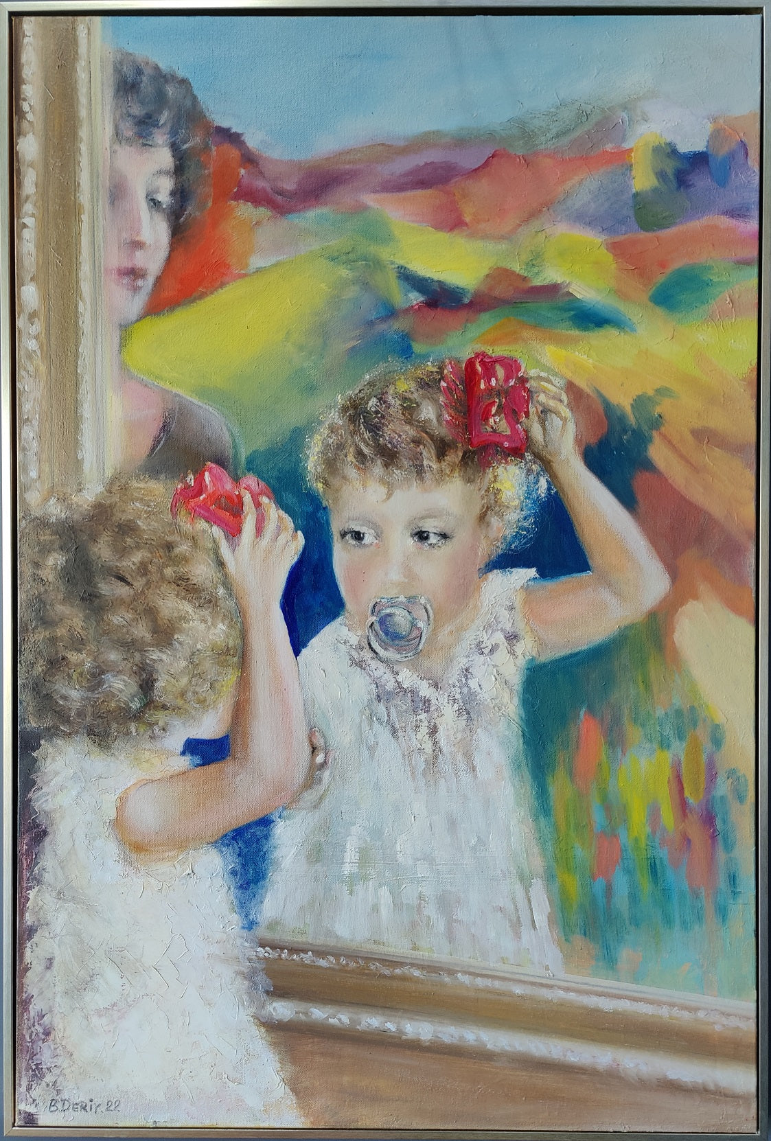 Oil painting "LEARNING TO BE BEAUTIFUL"